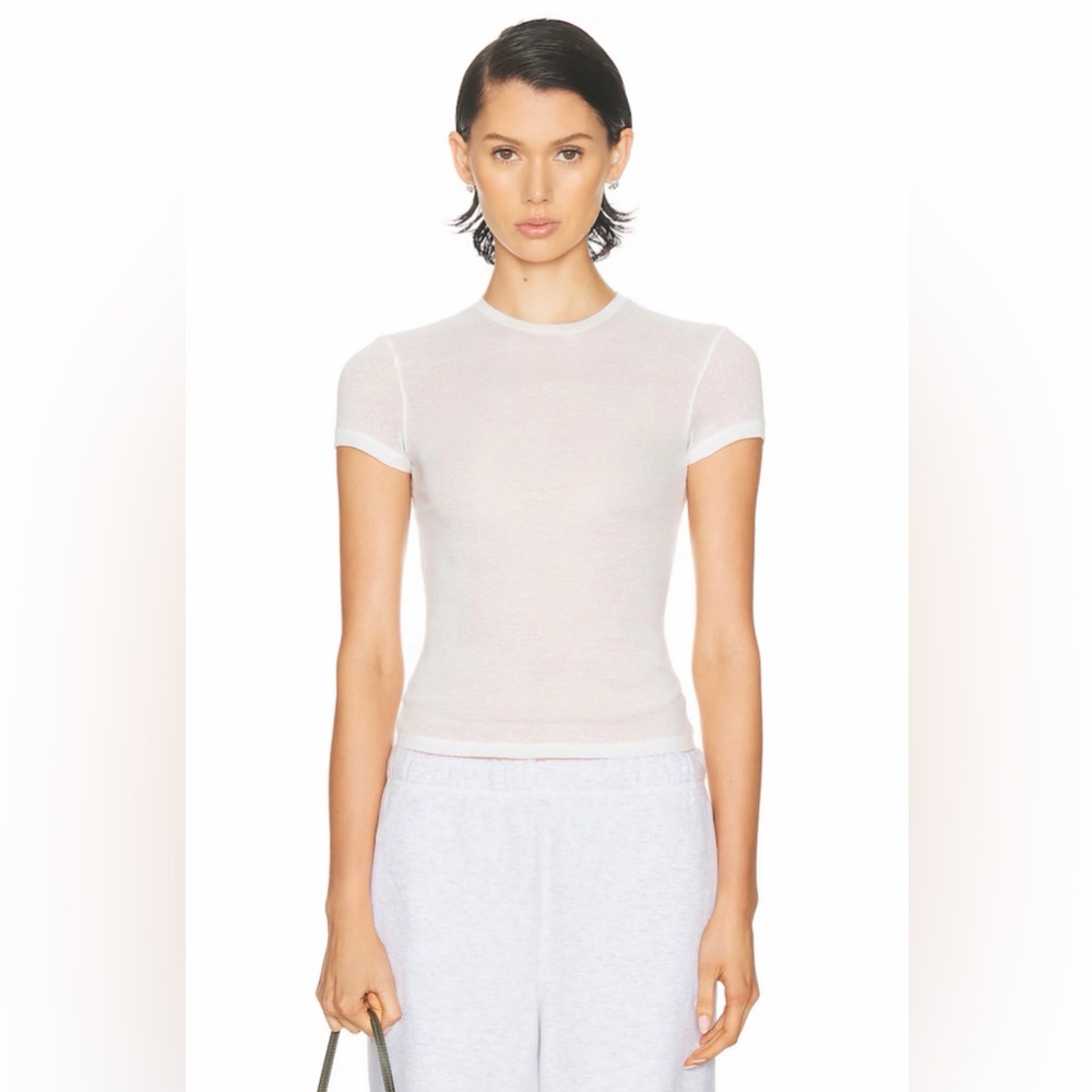 NWT SKIMS SHEER COTTON RIB CREWNECK STANDARD T-SHIRT